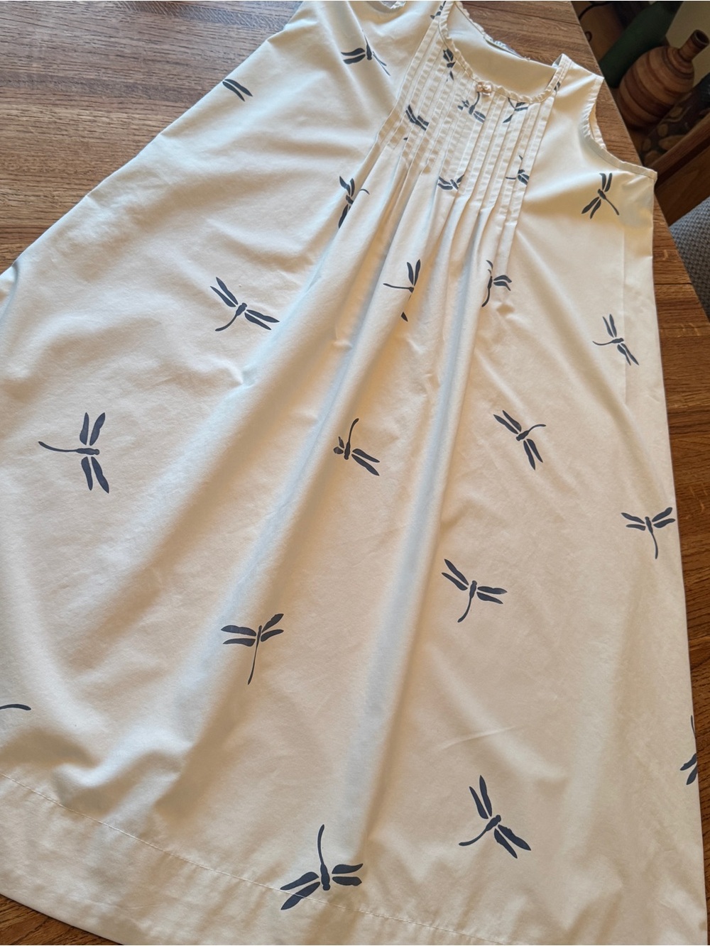 Tilly Rags (Nap Rags) Cotton Dragonfly Pintuck Pleated Nightgown Dress Size M